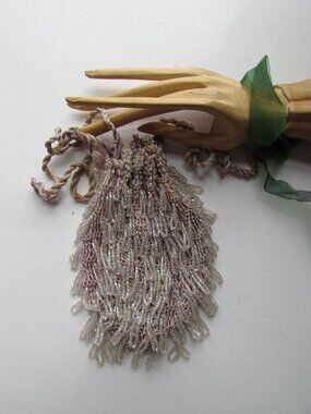 Flapper Style Vintage Pouch Purse in Silvery Beads